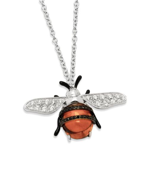 Staurino White 18k Nature Bumble Bee Pendant Necklace