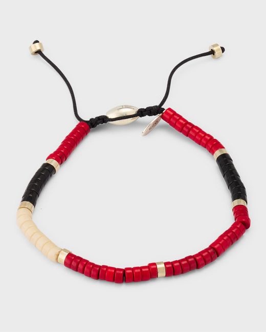 Jan Leslie Red Sterling Silver And Multi-bead Pull Cord Bracelet for men