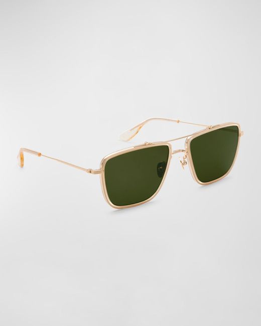 Krewe Green Vail Polarized Titanium Aviator Sunglasses