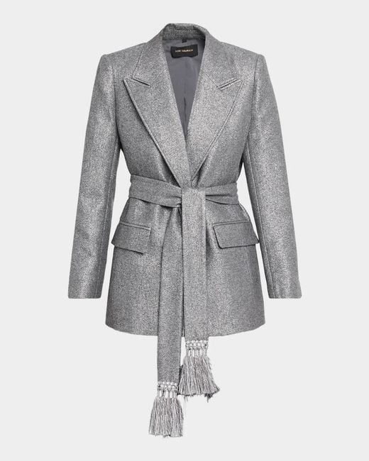 Kobi Halperin Gray Trinity Belted Metallic Jacket