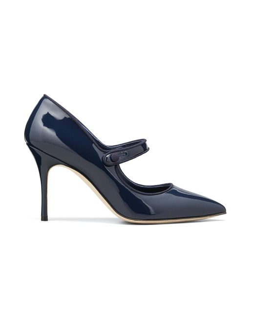 Manolo Blahnik Patent Leather Mary Jane Pumps in Blue | Lyst