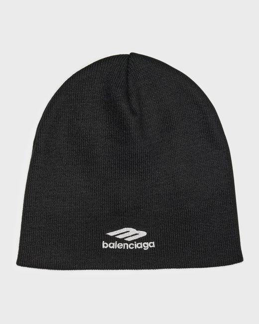 Balenciaga Black 3b Sports Icon Skiwear Beanie Hat for men