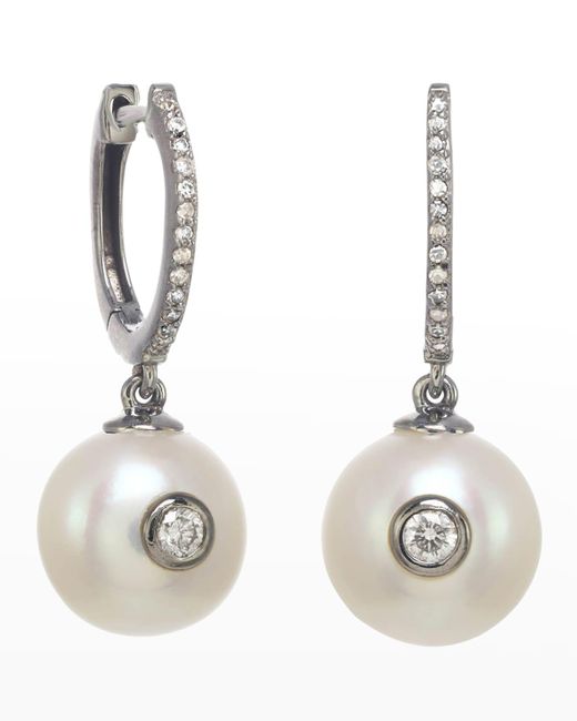 Margo Morrison Metallic Freshwater Pearl Earrings With Diamonds And Sterling Silver