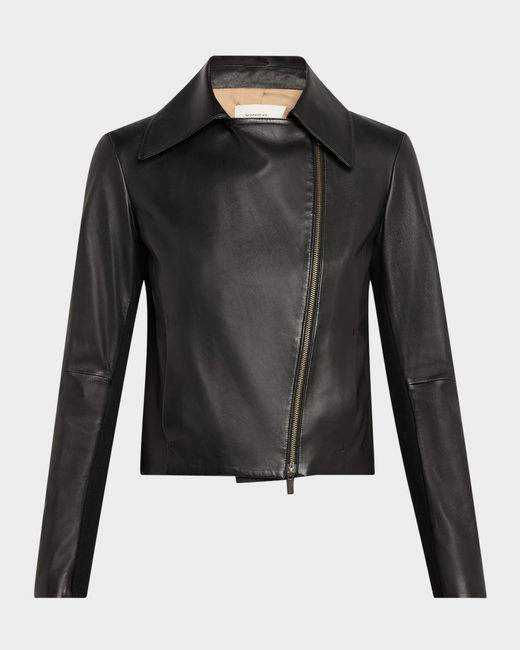 Vince Black Leather Zip-Front Jacket