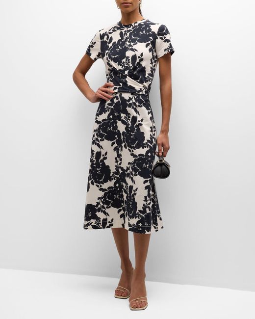 Tanya Taylor Multicolor Mac Floral-print Crossover Waist Midi Dress
