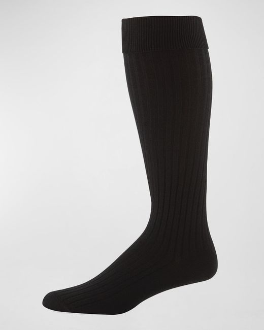 Neiman Marcus Black Core-spun Socks, Over-the-calf for men