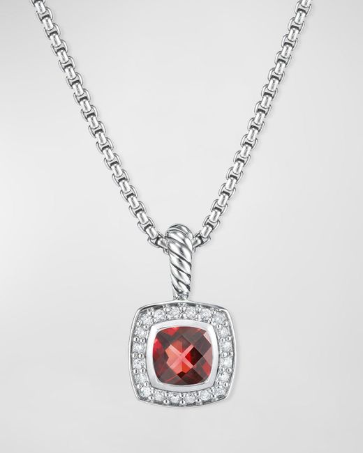 David Yurman White Petite Albion Necklace With Gemstone And Diamonds