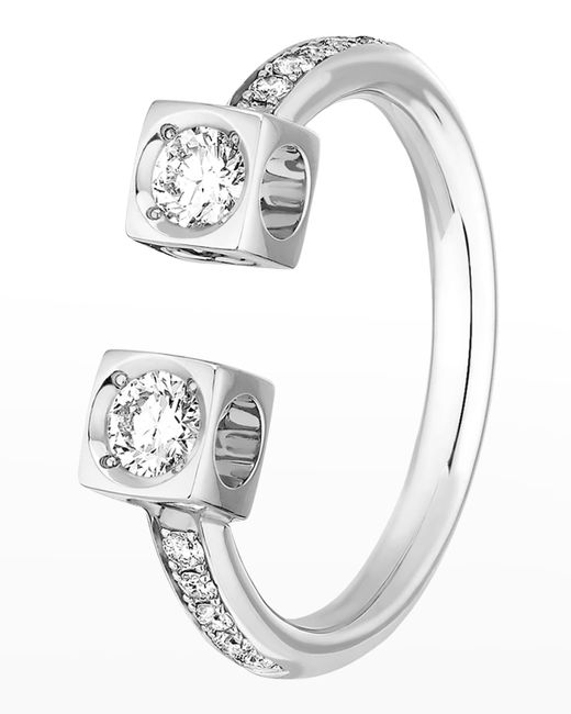 Dinh Van Metallic White Gold Le Cube Diamond Shank Ring, Size 6.5