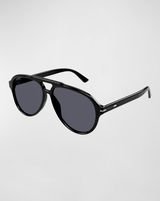 Gucci Black GG1443Sm Acetate Aviator Sunglasses for men