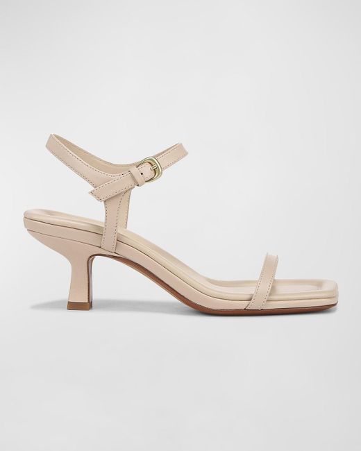 Vince White Coco Leather Kitten-heel Sandals