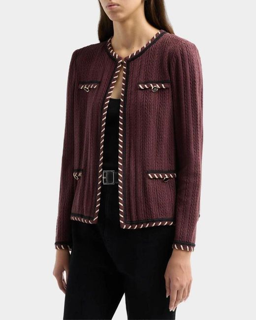 Misook Purple Cable-Knit Jacket