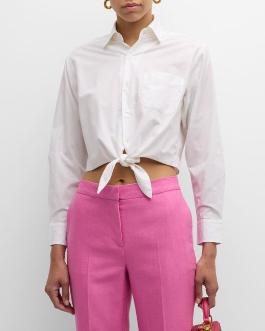 Frances Valentine White Ellie Cropped Button-Front Shirt