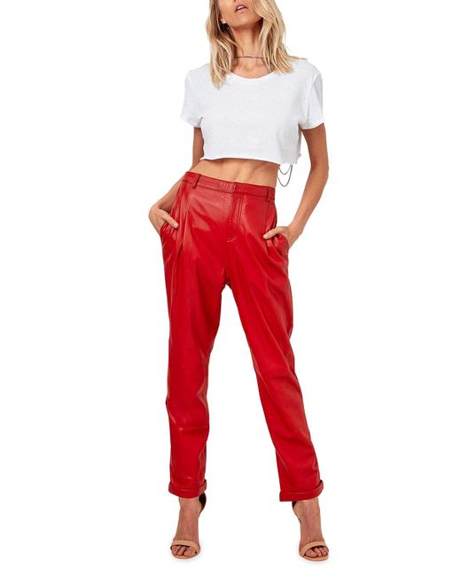 AS by DF Red The Denise Recycled Leather Ankle Trousers
