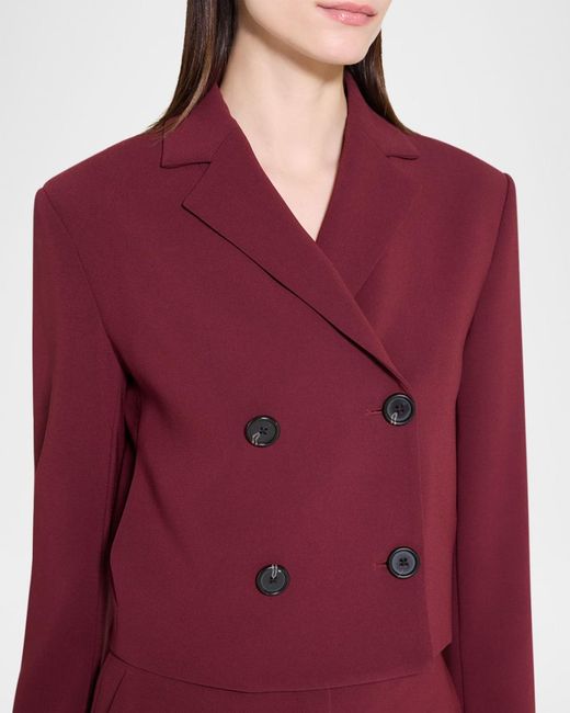 Theory Red Crop Double-Breasted Jacket