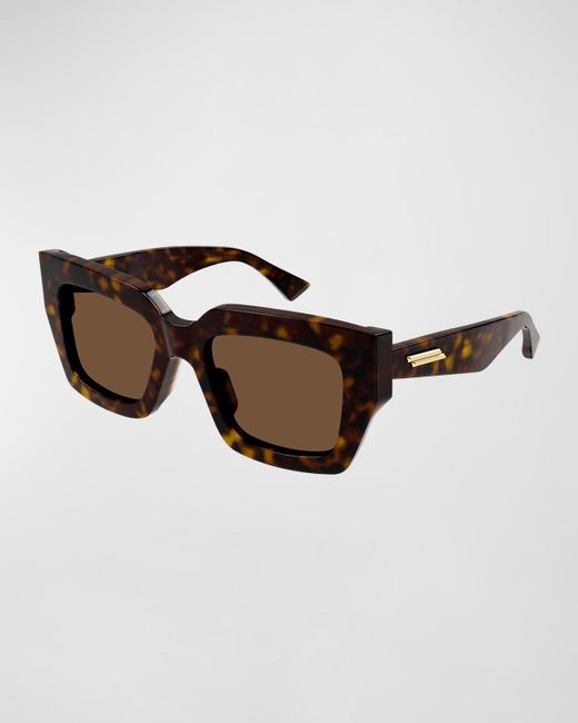 Bottega Veneta Brown Raised Logo Acetate Cat-eye Sunglasses