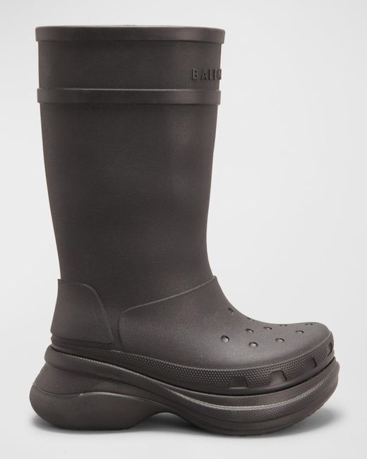 Balenciaga Black X Croc Rubber Rain Boots