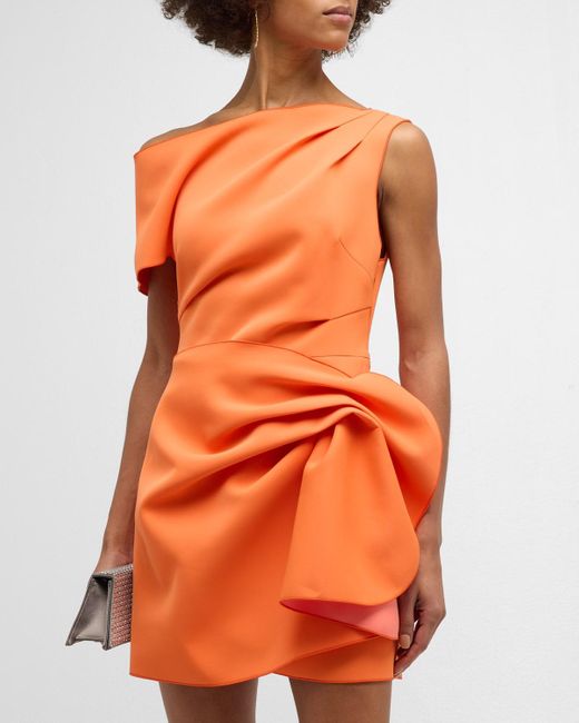 Acler Orange Eddington Draped Mini Dress