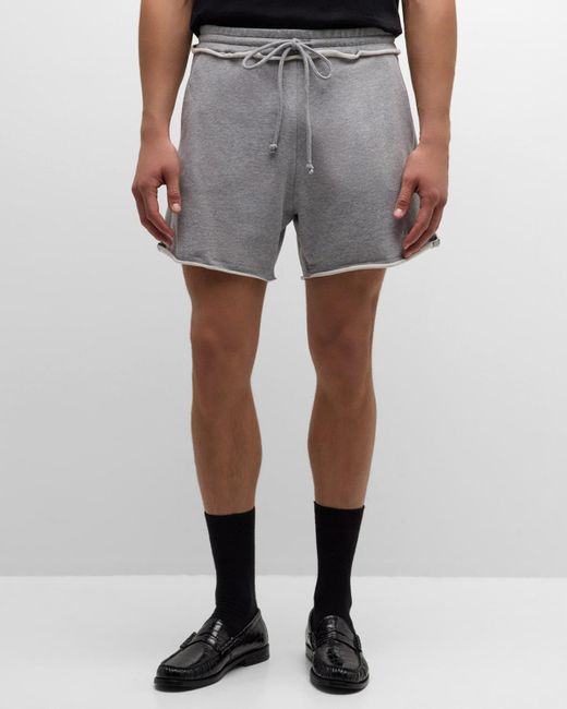Balmain Gray Jersey Raw-Edge Sweat Shorts for men