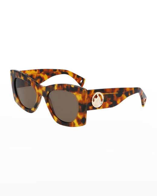 Lanvin Brown Mother & Child Logo Acetate Butterfly Sunglasses