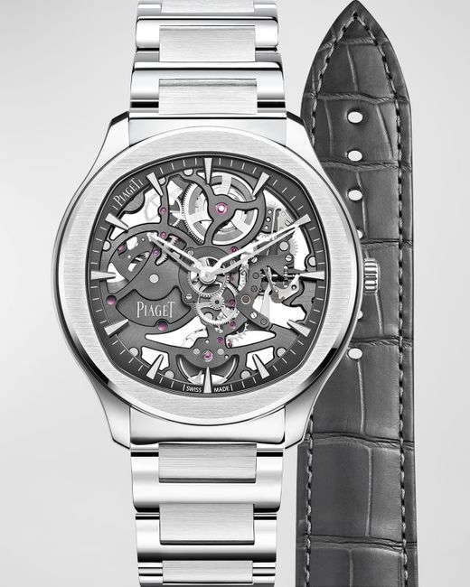 Piaget Gray Polo 42mm Stainless Steel Grey Skeleton Watch for men