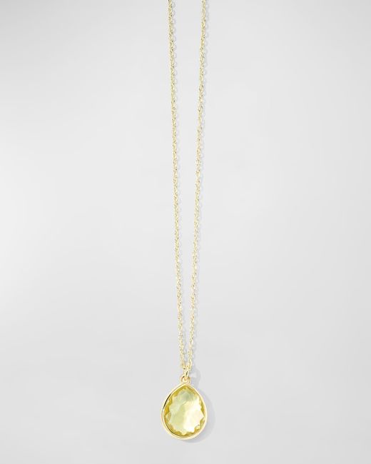 Ippolita White 18k Gold Rock Candy Teardrop Pendant In Green Gold Citrine