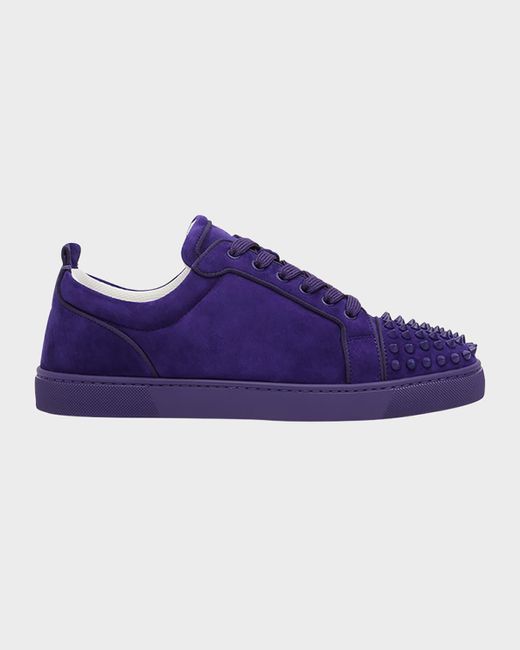 Christian Louboutin Blue Louis Junior Spikes Low-Top Suede Sneakers for men