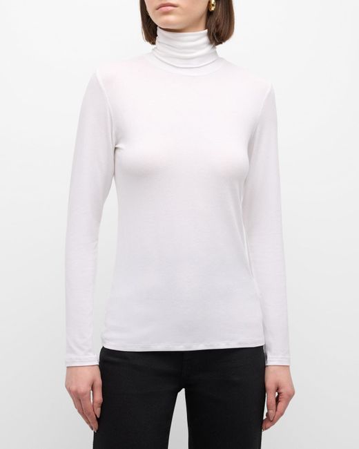 Majestic Filatures White Soft Touch Long-Sleeve Turtleneck
