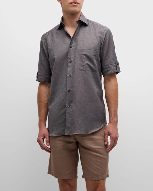 Stefano Ricci Gray Cotton Short-Sleeve Shirt for men