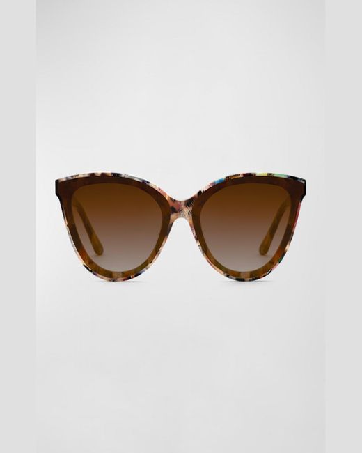 Krewe Brown Monroe Nylon Acetate Cat-Eye Sunglasses