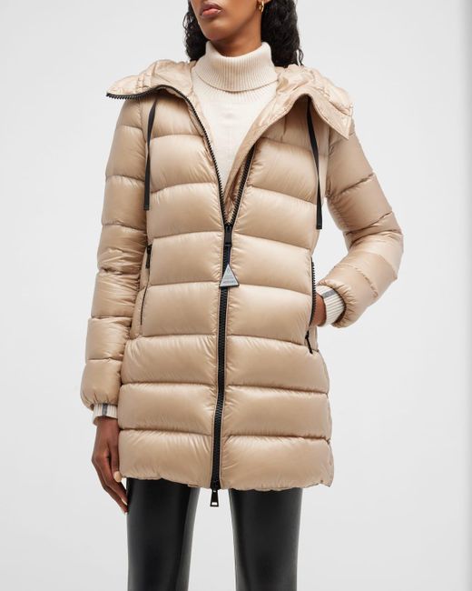 Moncler Natural Suyen Down Quilted Nylon Hooded Parka