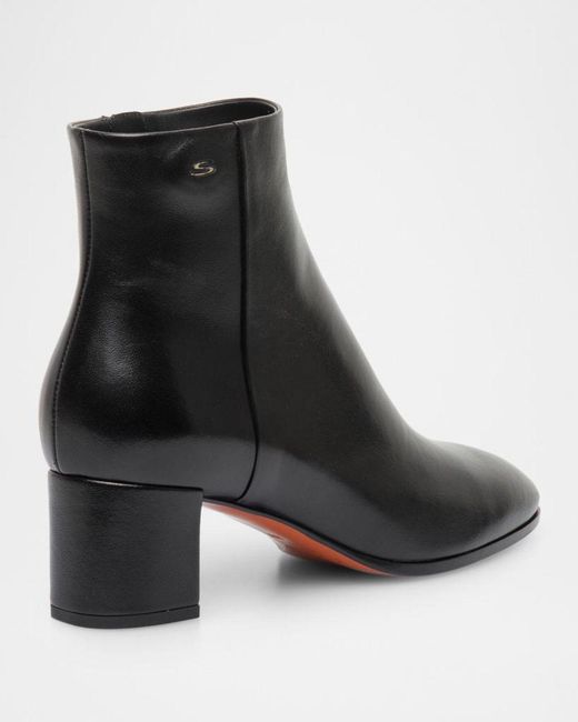 Santoni Black 50mm Side-zip Leather Booties