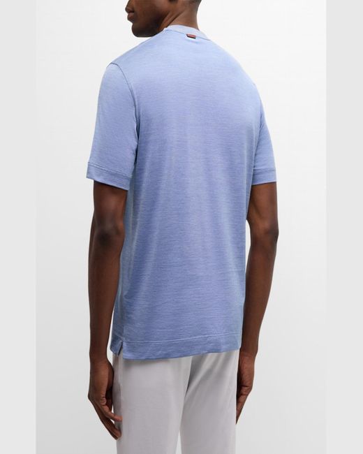 Zegna Blue Leggerissimo Mulberry Silk-Cotton T-Shirt for men