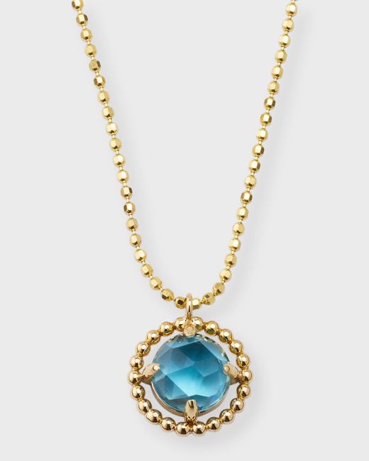 POPPY FINCH Blue 14k Gold Beaded Peridot Pendant Necklace