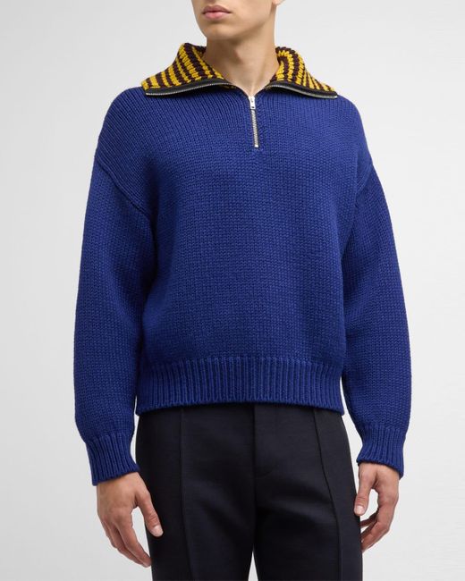 Marni Blue Wool Sweater With Sailor Foldover Collar for men
