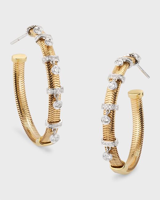 Nikos Koulis Metallic 18k Hoop Earrings With Diamond Charms