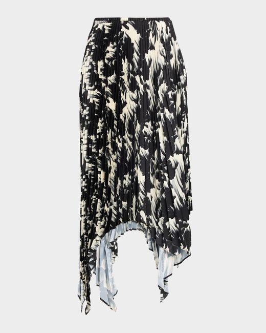 Marques'Almeida Women's Black Floral Plisse Midi Skirt