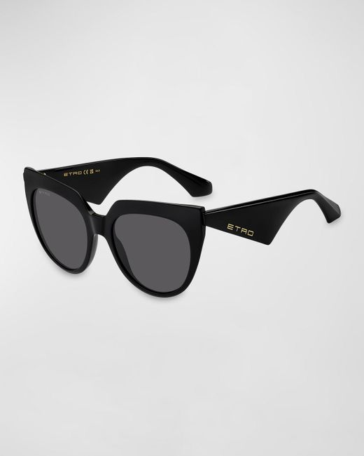 Etro Black Angular Acetate Cat-eye Sunglasses