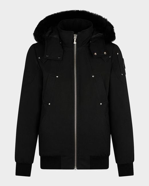 Moose Knuckles Black Apos;S Shearling Ballistic Bomber Jacket for men