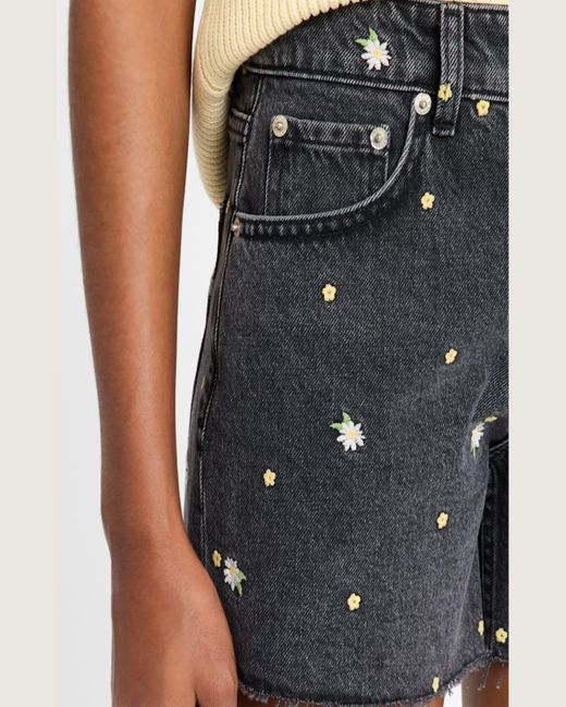 Rails Black Mesa Flower Embroidered Jean Shorts