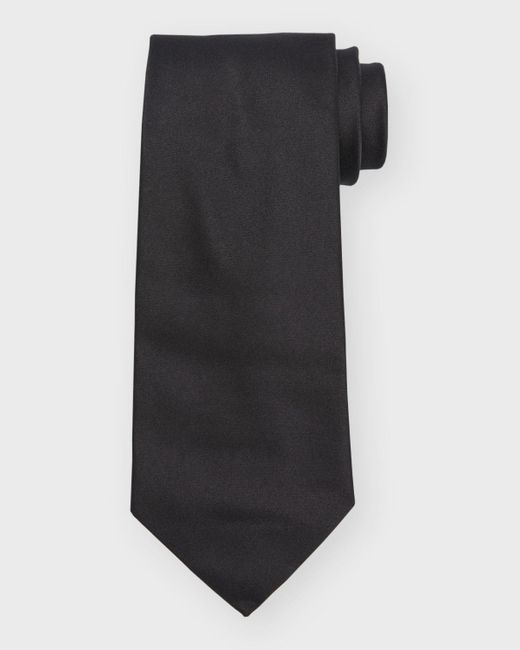 Charvet Black Satin Silk Tie for men