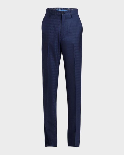 Etro Blue Wavy Jacquard Suit Trousers for men
