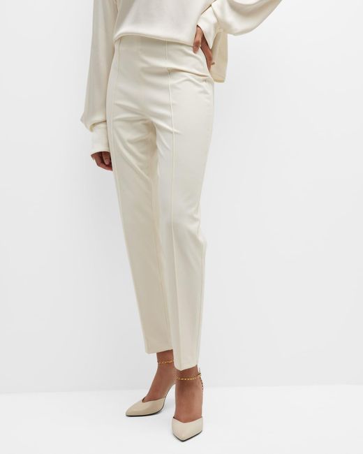 LAPOINTE Pintuck Scuba Skinny-leg Ankle Pants in Natural | Lyst