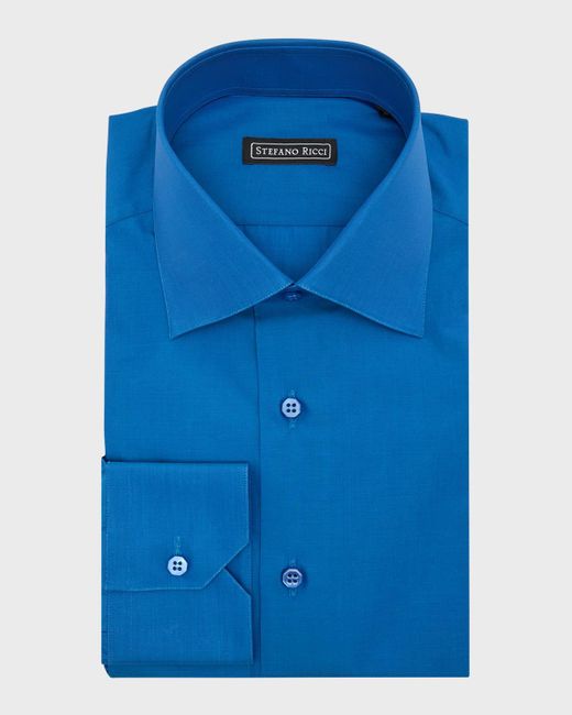 Stefano Ricci Blue Cotton Dress Shirt for men