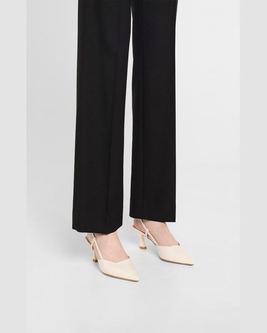 Stuart Weitzman White Vinnie Patent Kitten Slingback Pumps