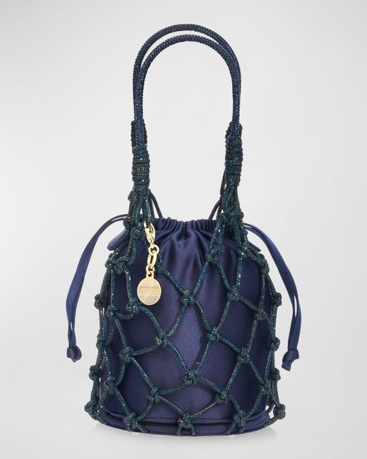 Judith Leiber Blue Sparkle Crystal Net Top-handle Bag