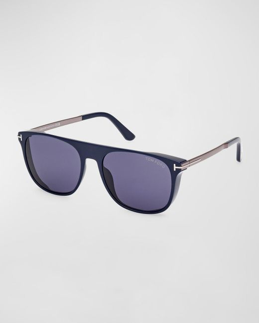Tom Ford Blue Lionel-02 Acetate Square Sunglasses for men