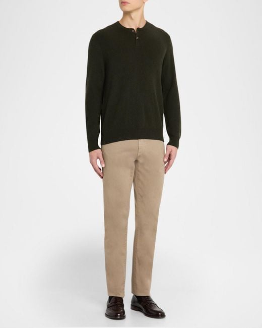 Neiman Marcus Black Apos;S Cashmere Rib Two-Button Crewneck Sweater for men