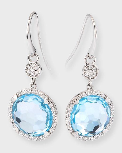 Lisa Nik 18k White Gold Blue Topaz And Diamond Drop Earrings