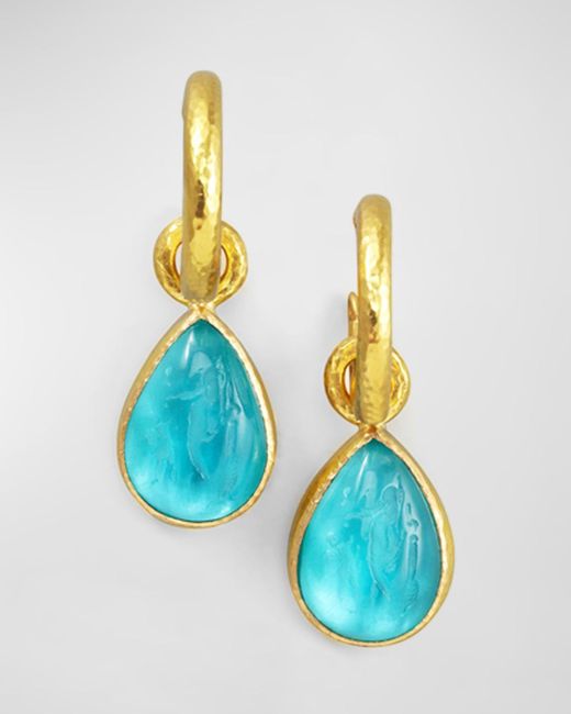 Elizabeth Locke Blue 19K Venetian Crystal Pear Earring Charms
