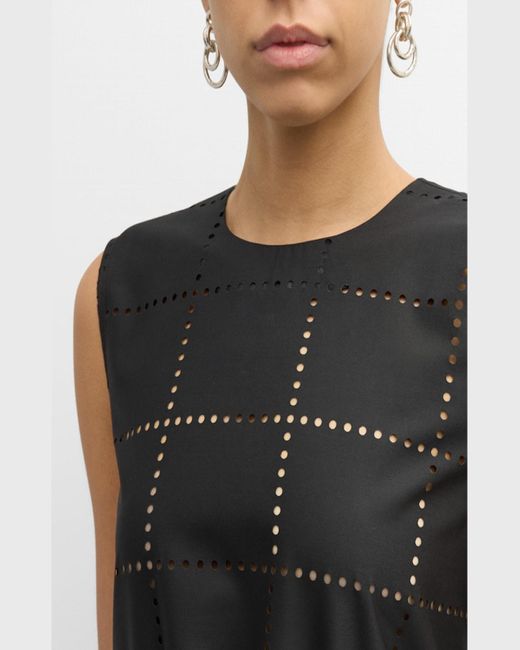 LOVEBIRDS Black Fine Line Sleeveless Cutout Midi Dress